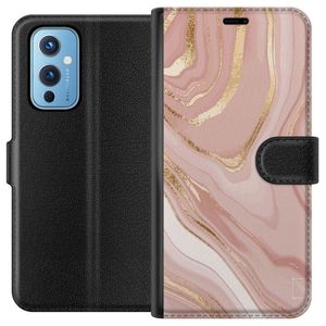 OnePlus 9 Sort Tegnebogsetui Ljusrosa marmor