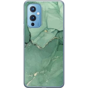 OnePlus 9 Gennemsigtigt Telefoncover Grön Marmor