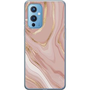 OnePlus 9 Transparent Mobilskal Ljusrosa marmor