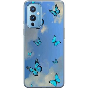 OnePlus 9 Transparent Mobilskal Himlen med fjärilar