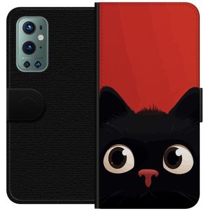 OnePlus 9 Pro Svart Plånboksfodral Busig Katt