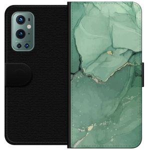 OnePlus 9 Pro Svart Plånboksfodral Grön Marmor