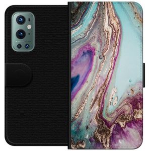 OnePlus 9 Pro Svart Plånboksfodral Lila marmor