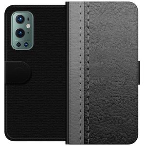OnePlus 9 Pro Svart Plånboksfodral Grått Fake Läder