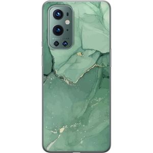 OnePlus 9 Pro Transparent Mobilskal Grön Marmor