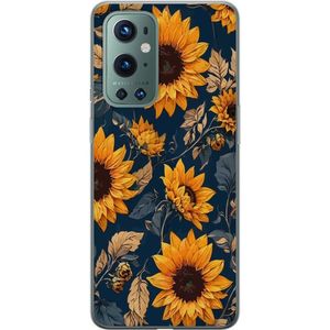 OnePlus 9 Pro Transparent Mobilskal Solrosor