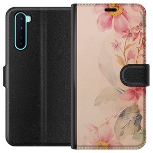 OnePlus Nord Svart Plånboksfodral Färgsprakande Blommor