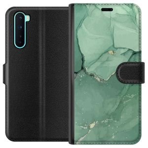 OnePlus Nord Svart Plånboksfodral Grön Marmor
