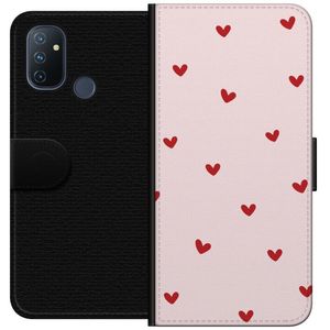 OnePlus Nord N100 Svart Plånboksfodral Små Hjärtan