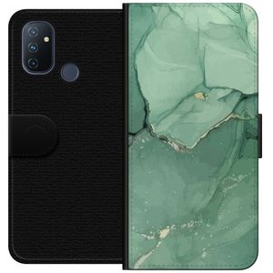 OnePlus Nord N100 Svart Plånboksfodral Grön Marmor