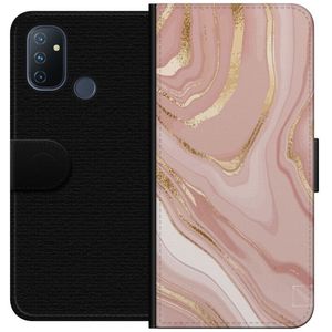 OnePlus Nord N100 Svart Plånboksfodral Ljusrosa marmor