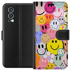 OnePlus Nord 2 5G Svart Plånboksfodral Leende Ansikten