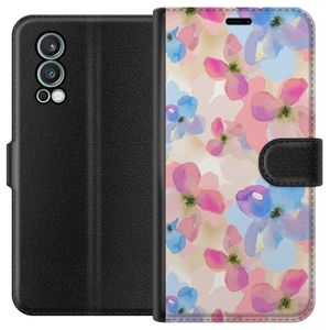 OnePlus Nord 2 5G Sort Lommebokdeksel Blomsterprakt