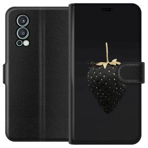 OnePlus Nord 2 5G Svart Plånboksfodral Exklusiv Jordgubbe