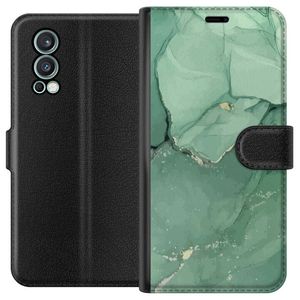 OnePlus Nord 2 5G Svart Plånboksfodral Grön Marmor