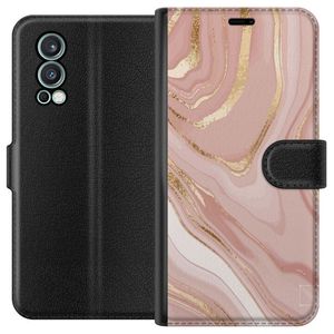 OnePlus Nord 2 5G Svart Plånboksfodral Ljusrosa marmor