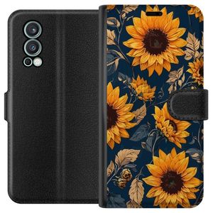 OnePlus Nord 2 5G Svart Plånboksfodral Solrosor