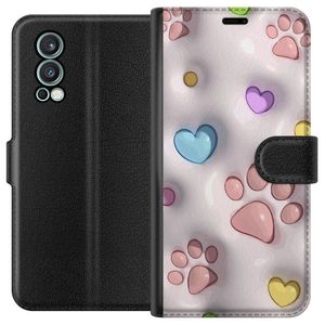 OnePlus Nord 2 5G Svart Plånboksfodral Fluffiga Tassar