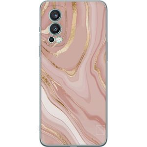 OnePlus Nord 2 5G Transparent Mobilskal Ljusrosa marmor