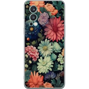 OnePlus Nord 2 5G Transparent Mobilskal Färglada blommor