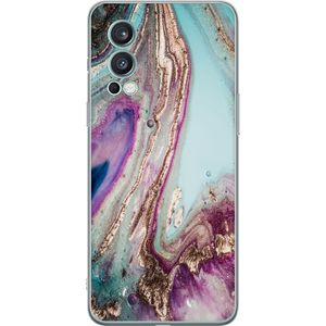 OnePlus Nord 2 5G Transparent Mobilskal Lila marmor