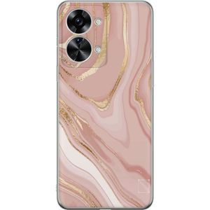 OnePlus Nord 2T Läpinäkyvä Puhelinkotelo Ljusrosa marmor