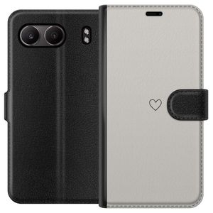 OnePlus Nord 4 Svart Plånboksfodral Grått hjärta