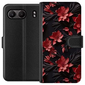 OnePlus Nord 4 Sort Lommebokdeksel Intensiva blommor