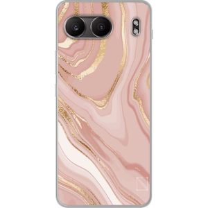 OnePlus Nord 4 Transparent Mobilskal Ljusrosa marmor