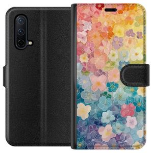 OnePlus Nord CE 5G Svart Plånboksfodral Miniatyrblommor