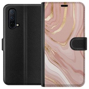 OnePlus Nord CE 5G Svart Plånboksfodral Ljusrosa marmor