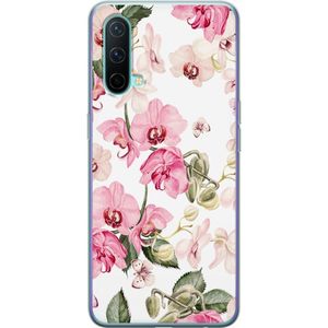 OnePlus Nord CE 5G Transparent Mobilskal Rosa blommor