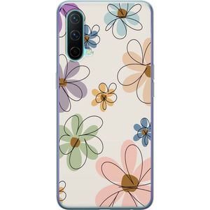 OnePlus Nord CE 5G Transparent Mobilskal Tecknade Blommor