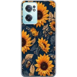 OnePlus Nord CE 2 5G Transparent Mobilskal Solrosor