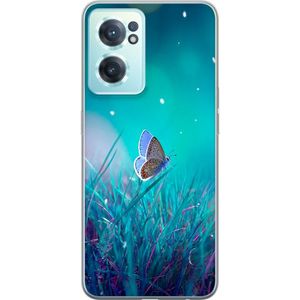 OnePlus Nord CE 2 5G Gennemsigtigt Telefoncover Blå fjäril