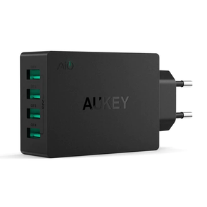 AUKEY Oplader med Ai Power, 40W, 4xUSB-A, 8A - Sort