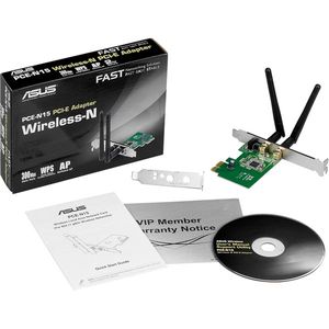 ASUS PCE-N15, trådlöst nätverkskort, 802.11b/g/n, PCI-E, 2,4GHz, 300 Mbps, dubbl