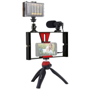 PULUZ 4-in-1 Tripod jalusta mikrofonilla ja LED-lampulla