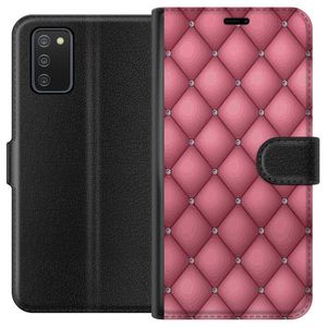 Samsung Galaxy A02s Svart Plånboksfodral Exklusivt Rosa Mönster