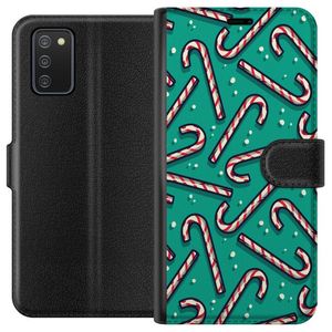 Samsung Galaxy A02s Svart Plånboksfodral Polkagris Mönster