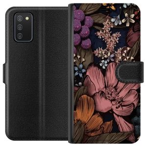 Samsung Galaxy A02s Sort Lommebokdeksel Tecknade blommor