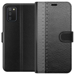 Samsung Galaxy A02s Sort Lommebokdeksel Grått Fake Läder