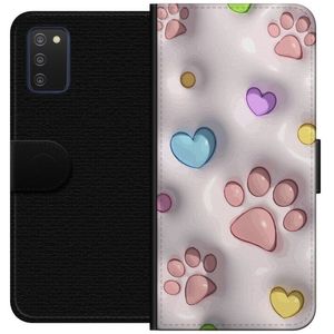 Samsung Galaxy A03s Svart Plånboksfodral Fluffiga Tassar