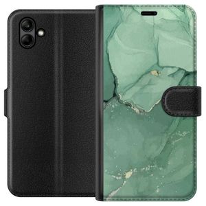 Samsung Galaxy A05 Svart Plånboksfodral Grön Marmor