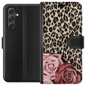 Samsung Galaxy A05s Svart Plånboksfodral Leopardrosor