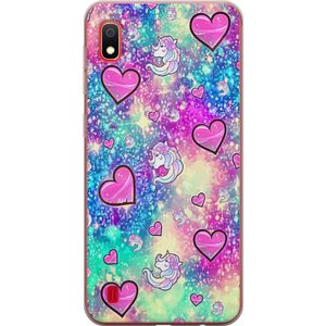Samsung Galaxy A10 Transparent Mobilskal Enhörning och hjärtan