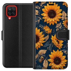 Samsung Galaxy A12 Musta Lompakkokotelo Solrosor
