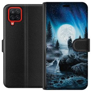 Samsung Galaxy A12 Svart Plånboksfodral Varjar på natten