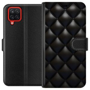 Samsung Galaxy A12 Musta Lompakkokotelo Lyxiga rutor