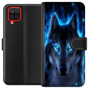 Samsung Galaxy A12 Svart Plånboksfodral Blå Varg